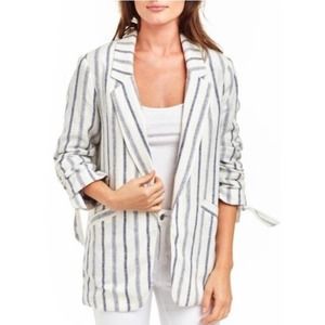 🆕 DREW Anthropologie Rikki Striped Linen Blazer